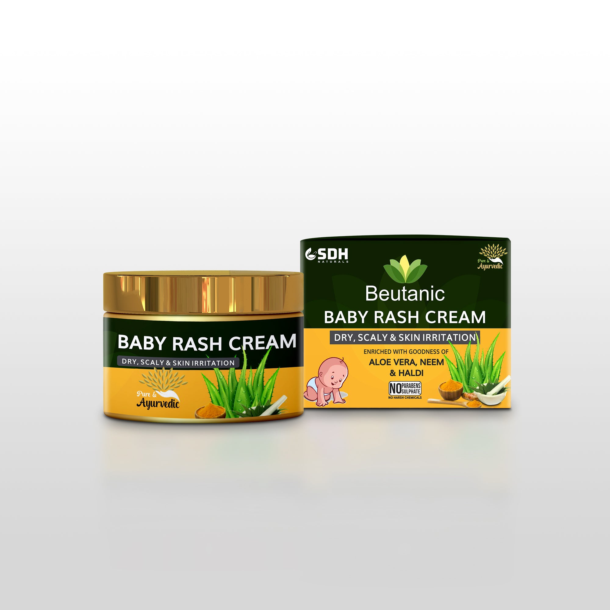 Beutanic Baby Rash Cream Enriched With Goodness Of Aloe Vera, Neem & Haldi