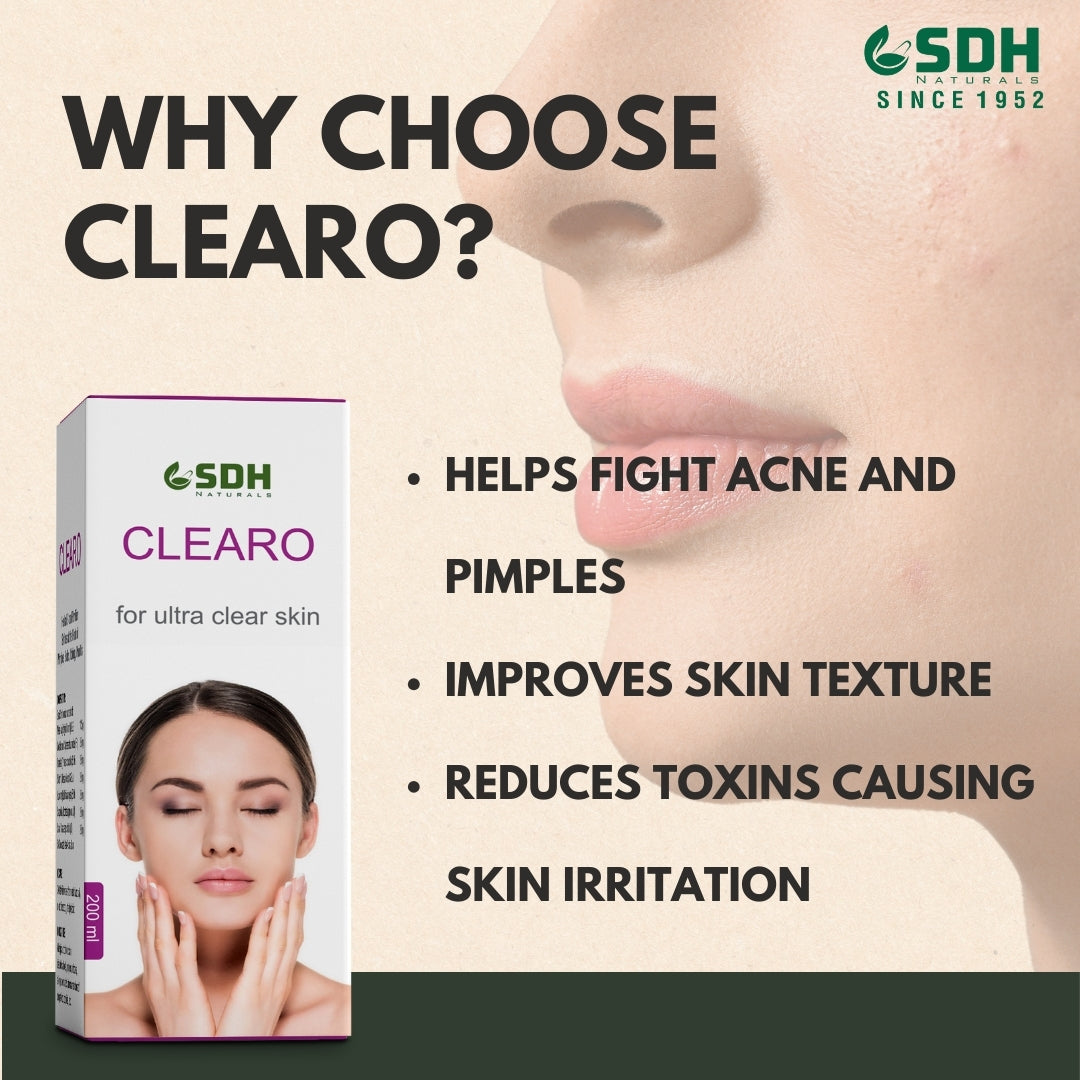 SDH Naturals Clearo for ultra skin Herbal blood purifier strikes at the root of pimples, boils, itching, pruritis.