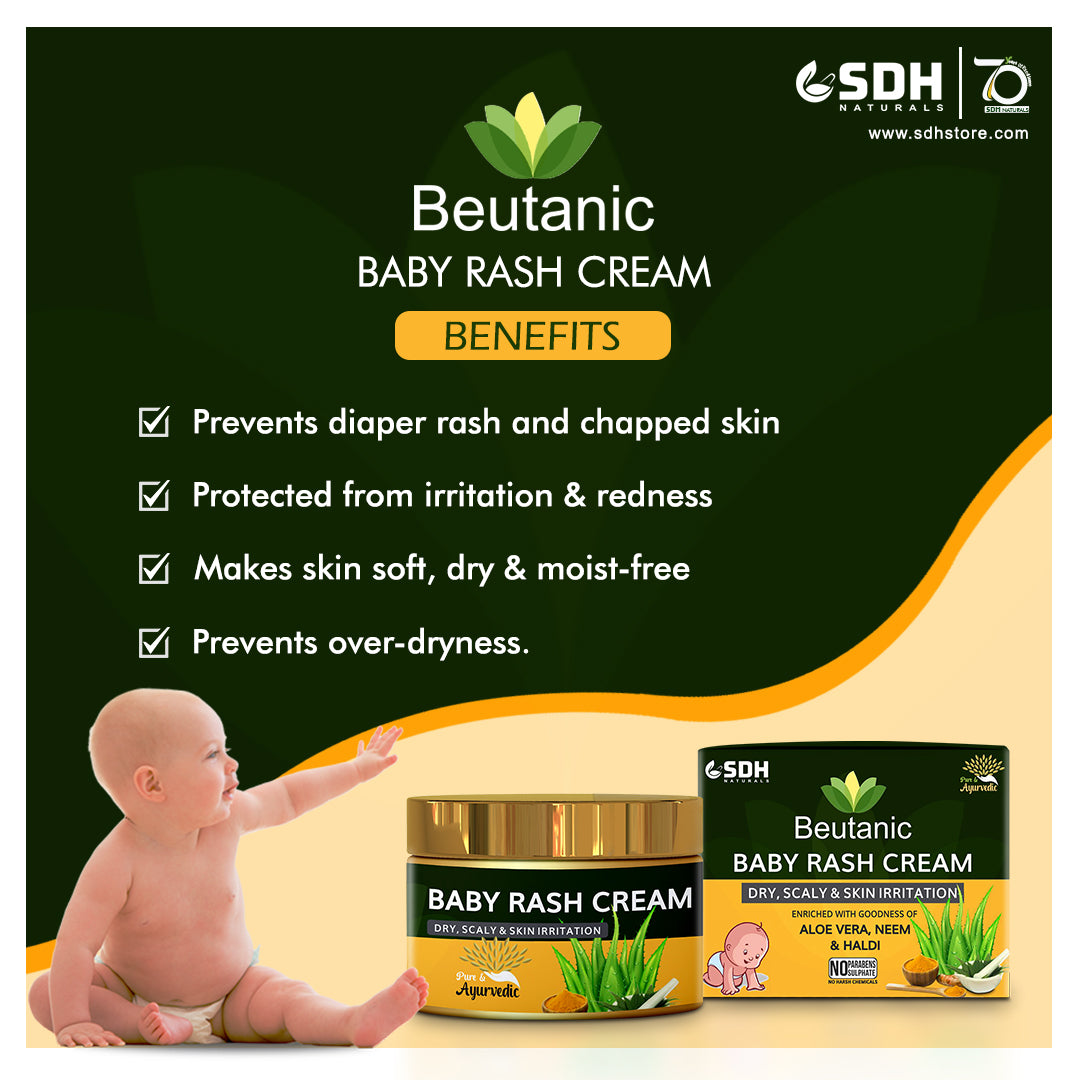Beutanic Baby Rash Cream Enriched With Goodness Of Aloe Vera, Neem & Haldi