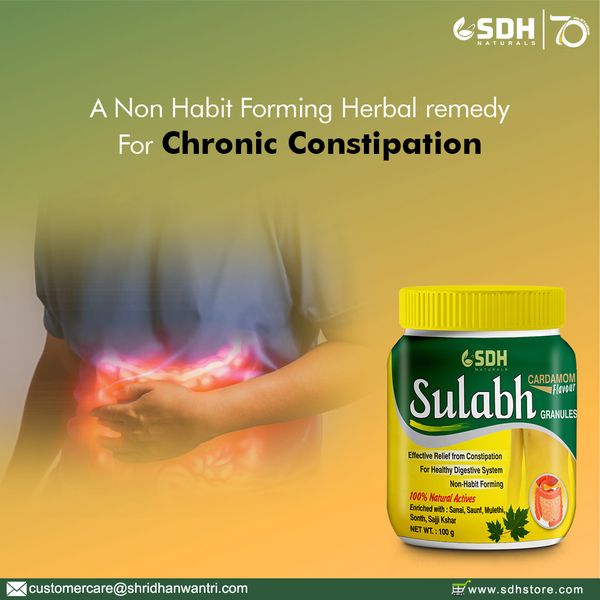 SDH Naturals Sulabh granules 100 % Ayurvedic Supplement for Constipation, Kabz,  relives Acidity & Gas. Non habit forming herbal formula, helps improve digestion, Churna Powder safe LaxativG
