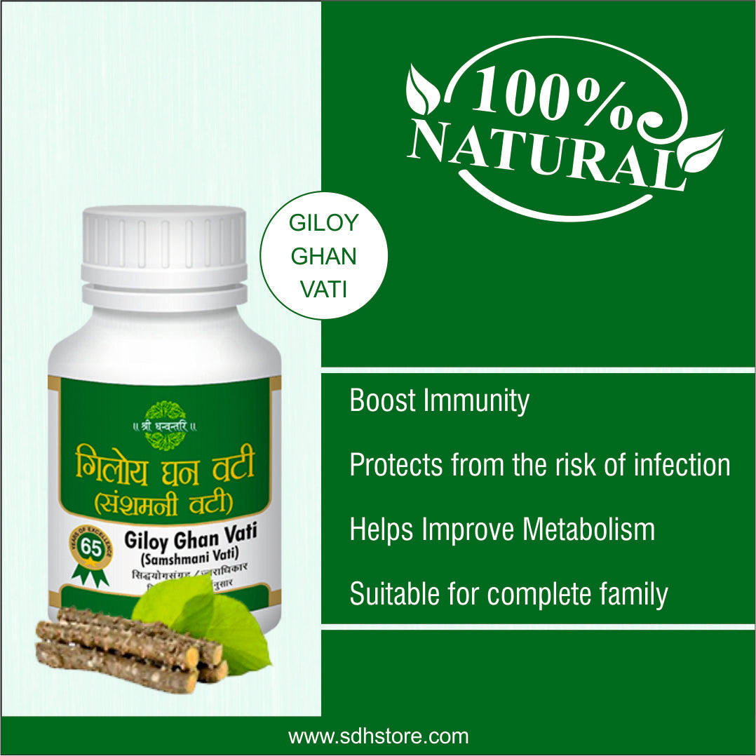 Giloy Ghan Vati - Combats Joint Pain, Addresses Fever Conditions, and Targets Various Infections
