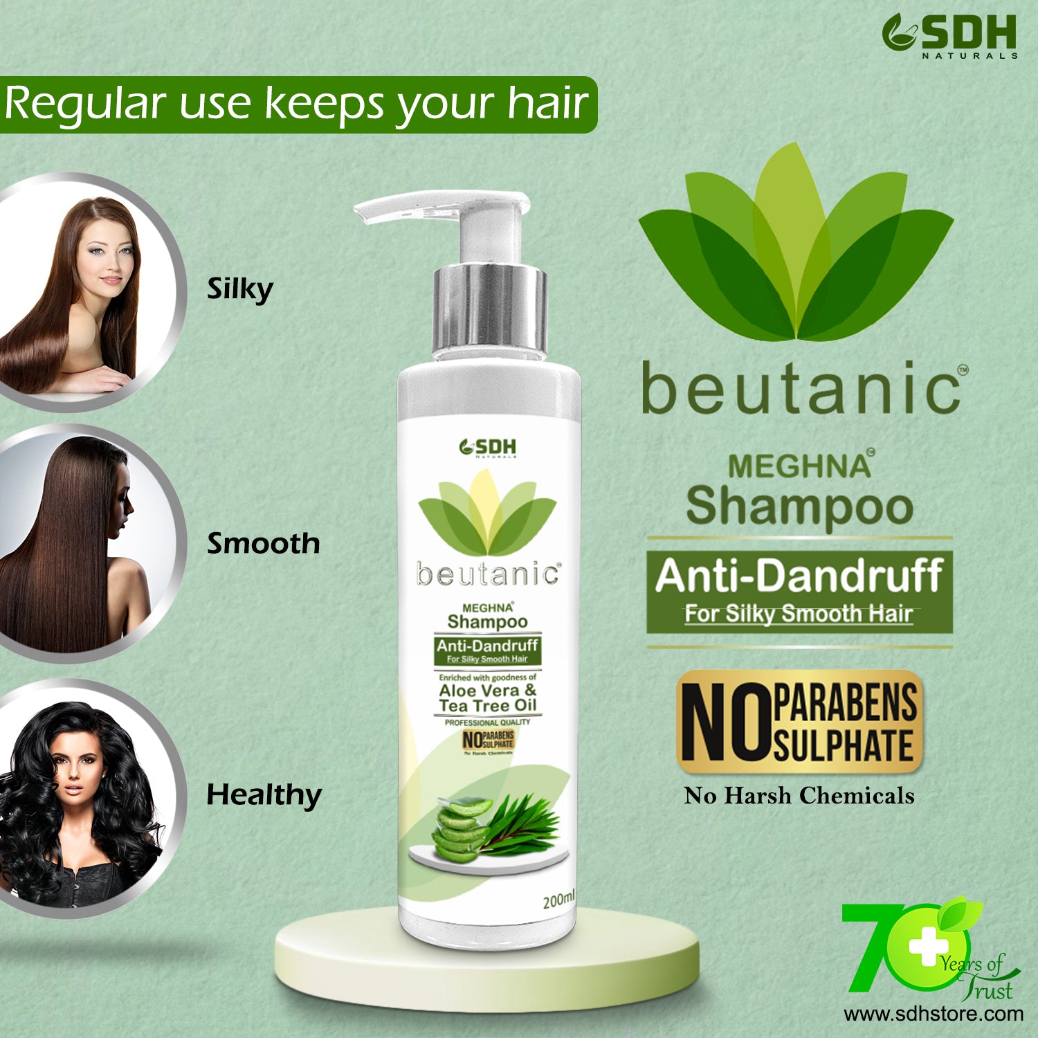 Beutanic Meghna Shampoo Anti-Dandruff SDH Naturals